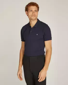 Мужская футболка-поло узкого кроя из пике с короткими рукавами Calvin Klein Jeans, черный