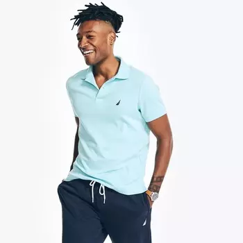 Мужская футболка-поло узкого кроя Nautica Interlock Deck, цвет Harbor Mist