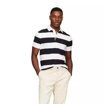 Мужская футболка-поло в полоску с цветными блоками Tommy Hilfiger Slim Fit, белый