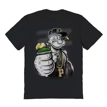Мужская футболка Popeye — золотистая футболка с рисунком шпината Licensed Character, черный