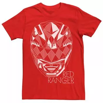 Мужская футболка Power Rangers Red Ranger Polygon Line Art Licensed Character