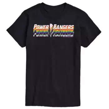 Мужская футболка Power Rangers с принтом в стиле прайда Licensed Character, черный