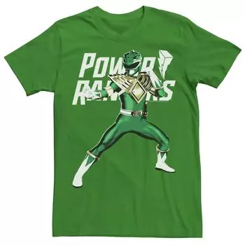 Мужская футболка Power Rangers зеленого цвета Ranger Action Pose Licensed Character