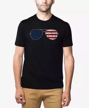 Мужская футболка Premium Blend Word Art с принтом "Americana Sunglasses" LA Pop Art, черный