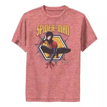 Мужская футболка премиум-класса с золотистым шестиугольником Marvel Spiderverse Spider-Man Licensed Character
