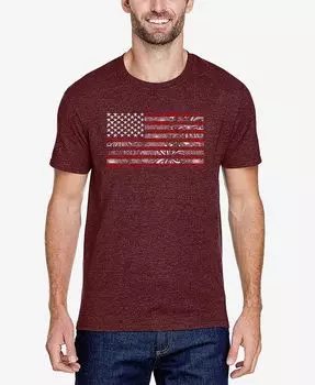 Мужская футболка премиум-класса Word Art с американским флагом и фейерверком LA Pop Art, красный