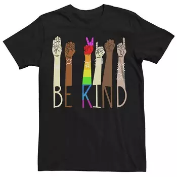 Мужская футболка Pride Be Kind ASL с рисунком рук на языке жестов Licensed Character, черный