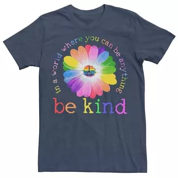 Мужская футболка Pride Be Kind с цветочным рисунком Licensed Character, цвет Navy Heather