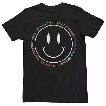 Мужская футболка Pride Vote Happy Face с круглым вырезом Licensed Character, черный