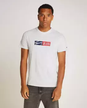 Мужская футболка приталенного кроя с короткими рукавами Tommy Jeans, цвет Crudo