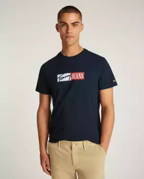 Мужская футболка приталенного кроя с короткими рукавами Tommy Jeans, тёмно-синий