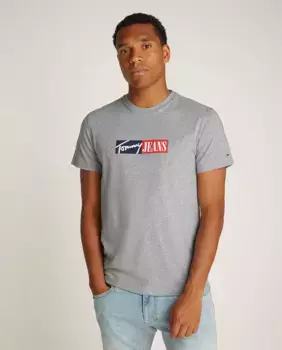 Мужская футболка приталенного кроя с короткими рукавами Tommy Jeans, серый