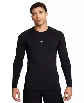 Мужская футболка Pro Slim-Fit Dri-FIT с длинными рукавами Nike, черный