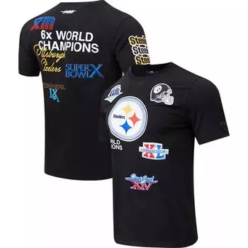 Мужская футболка Pro Standard черная Pittsburgh Steelers 6x Super Bowl Champions