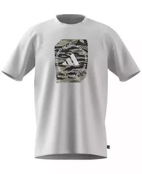 Мужская футболка прямого кроя с камуфляжным логотипом adidas, белый