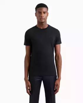 Мужская футболка прямого кроя с логотипом на груди Emporio Armani, черный