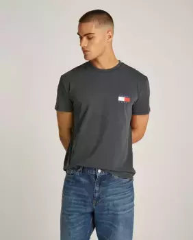 Мужская футболка прямого кроя с принтом на спине Tommy Jeans, черный