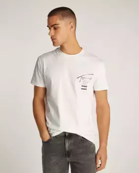 Мужская футболка прямого кроя с принтом на спине Tommy Jeans, цвет Crudo