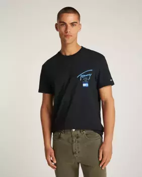 Мужская футболка прямого кроя с принтом на спине Tommy Jeans, чёрный