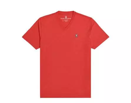 Мужская футболка Psycho Bunny Classic с V-образным вырезом Diva Pink B6U100N1PC-DVP