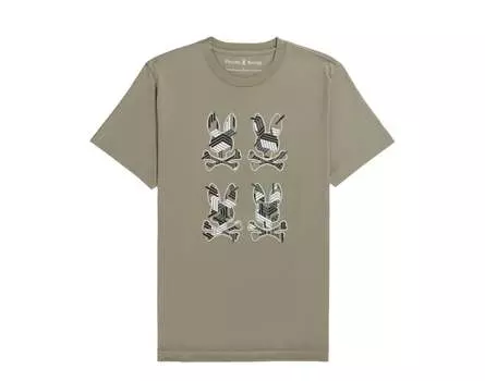 Мужская футболка Psycho Bunny Plaza с круглым вырезом и рисунком мокрого песка B6U613X1PC-WTD, коричневый