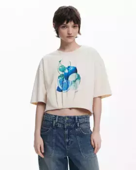 Мужская футболка пышная с фруктовым узором Desigual, натуральный