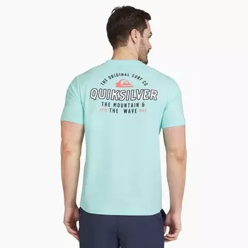 Мужская футболка Quiksilver с рисунком на спине, цвет Aqua Blue
