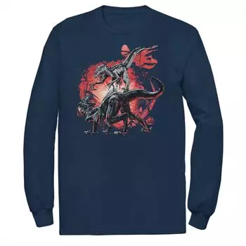 Мужская футболка Raptor Fight с портретом Jurassic World, синий