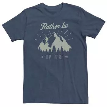 Мужская футболка «Rather Be Up Here» с изображением гор и леса «Стрела» Licensed Character, цвет Navy Heather