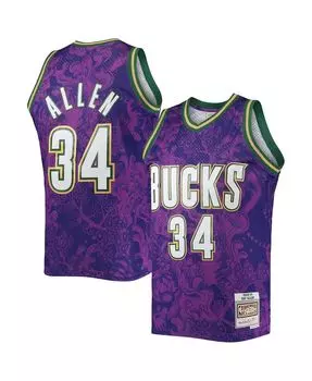 Мужская футболка Ray Allen Purple Milwaukee Bucks Hardwood Classics 2000-01 Lunar New Year Swingman Джерси Mitchell & Ness