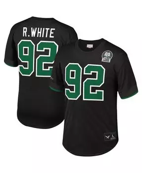Мужская футболка Reggie White Black Philadelphia Eagles с именем и номером игрока в сетку Mitchell & Ness
