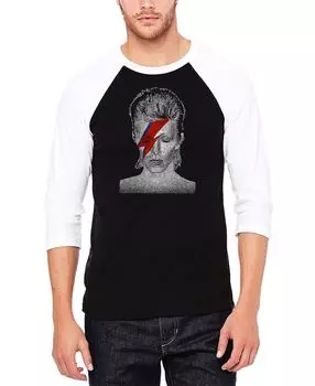 Мужская футболка реглан david bowie aladdin sane word art LA Pop Art, черный