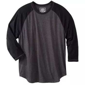 Мужская футболка реглан с круглым вырезом Liberty Blues By Kingsize большого и высокого размера, цвет Heather Black