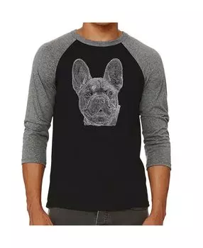 Мужская футболка реглан word art - французский бульдог LA Pop Art, серый