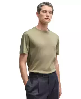 Мужская футболка Regular-Fit из мерсеризованного хлопка Hugo Boss, зеленый