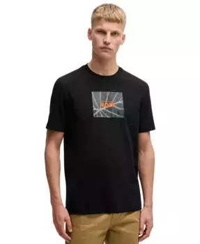 Мужская футболка Regular-Fit с сезонным принтом Hugo Boss, черный