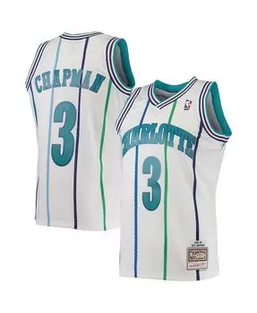Мужская футболка rex chapman white charlotte hornets 1988-89 hardwood classics swingman jersey Mitchell & Ness, белый