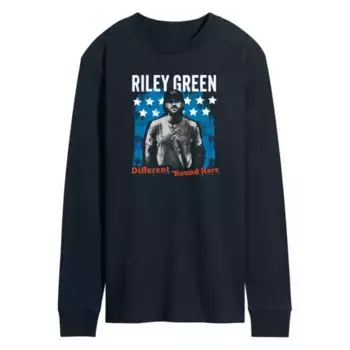 Мужская футболка Riley Green Different Round Here с длинным рукавом и принтом Licensed Character, синий