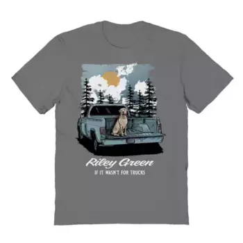 Мужская футболка Riley Green с принтом грузовика и собаки Licensed Character, серый