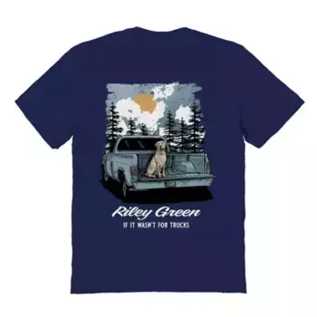 Мужская футболка Riley Green с принтом грузовика и собаки Licensed Character, синий