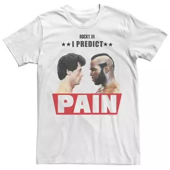 Мужская футболка Rocky 3 I Predict Pain Rocky And Clubber Face Off с портретом Licensed Character, белый
