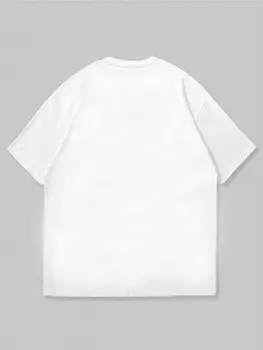 Мужская футболка ROMWE Anime с круглым вырезом и принтом в виде слогана и героев мультфильмов, белый цвет