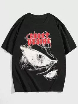 Мужская футболка ROMWE Goth, графический принт с буквами, черный цвет