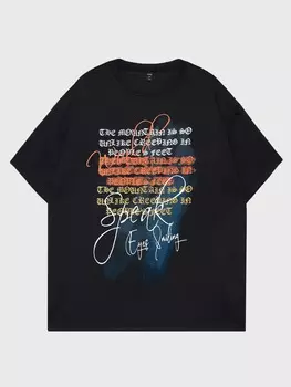 Мужская футболка ROMWE Street Life с принтом слогана, черный цвет