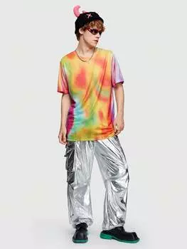 Мужская футболка ROMWE Street Life, тай-дай, короткий рукав, многоцветный