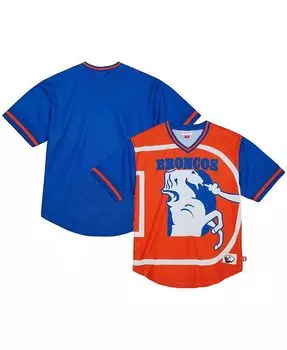 Мужская футболка Royal Denver Broncos Jumbotron 3.0 с v-образным вырезом Mitchell & Ness, синий