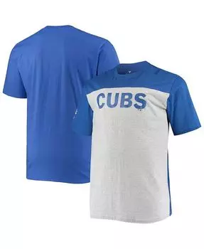 Мужская футболка Royal, Heather Grey Chicago Cubs Big and Tall с цветными блоками Fanatics, мультиколор