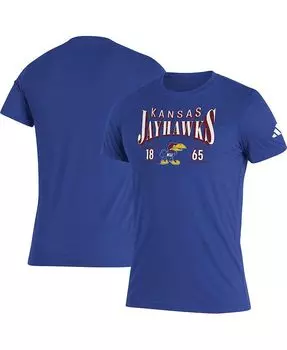 Мужская футболка Royal Kansas Jayhawks Along The Shadow Tri-Blend adidas, синий