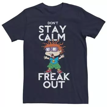 Мужская футболка Rugrats Chuckie Don't Stay Calm Freak Out с рисунком Nickelodeon, синий