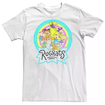 Мужская футболка Rugrats с неоновым кругом и радужной группой Licensed Character